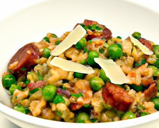Swift Sizzle: Crafting Express Chorizo and Pea Risotto