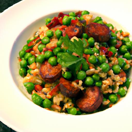 Swift Sizzle: Crafting Express Chorizo and Pea Risotto
