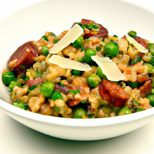 Swift Sizzle: Crafting Express Chorizo and Pea Risotto