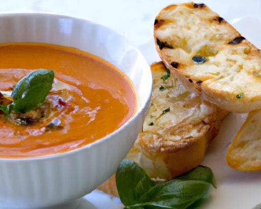 Silky Tomato Soup Meets Crispy Garlic Croutons Delight