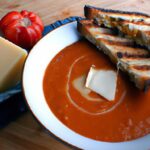 Velvety Vegan Tomato Soup with Delicious Grilled “Cheese