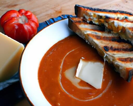 Velvety Vegan Tomato Soup with Delicious Grilled “Cheese