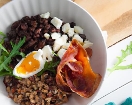 Hearty Warm Lentil Salad with Bacon and Poached Egg Delight