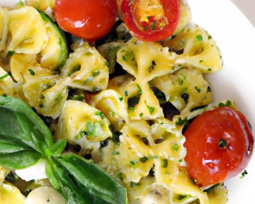Fresh Flavors: Pesto Pasta with Cherry Tomatoes & Mozzarella