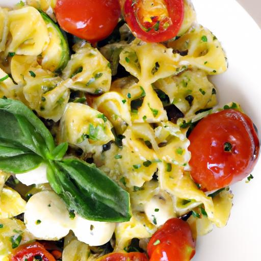 Fresh Flavors: Pesto Pasta with Cherry Tomatoes & Mozzarella