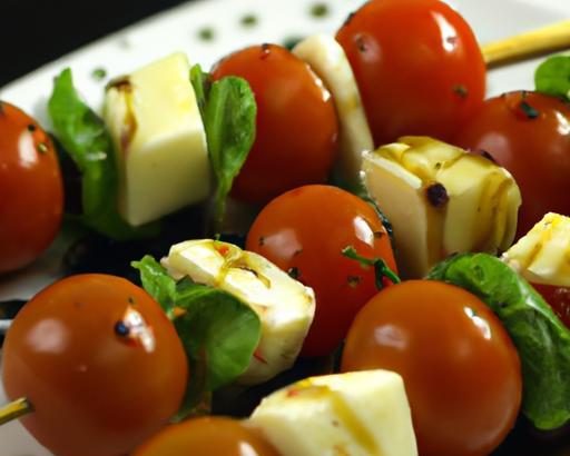 Fresh & Flavorful Caprese Skewers Drizzled with Balsamic Glaze
