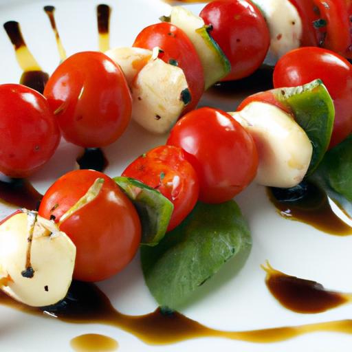 fresh & Flavorful Caprese Skewers Drizzled with Balsamic Glaze