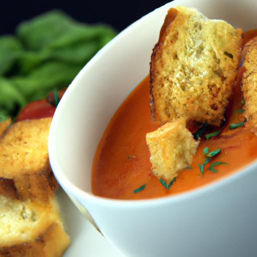 Silky Tomato Soup Meets Crispy Garlic Croutons Delight