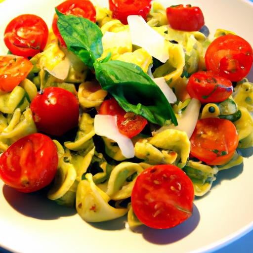 Fresh Flavors: Pesto Pasta with Cherry Tomatoes & Mozzarella