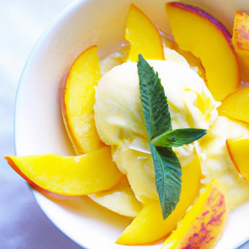 Peach & Basil Frozen yogurt: Refreshing⁣ Summer Delight