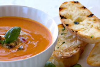 Silky Tomato Soup Meets Crispy Garlic Croutons Delight