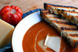Velvety Vegan Tomato Soup with Delicious Grilled “Cheese