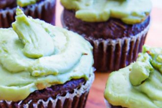 Decadent Keto Chocolate Cupcakes Topped with Creamy Avocado Frosting