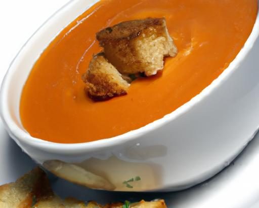 Velvety Cream of Tomato Soup with Crispy Garlic Croutons