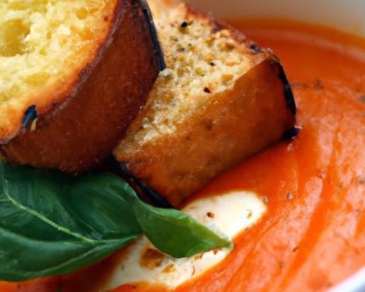 Velvety Cream of Tomato Soup Paired with Garlic Croutons