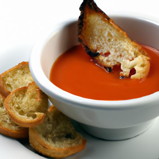 Silky Cream of Tomato Soup Paired with Crispy Garlic Croutons